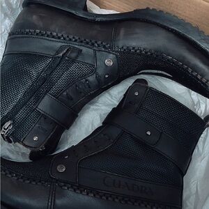 Cuadra Men's Black Leather Boots with Side Zipper